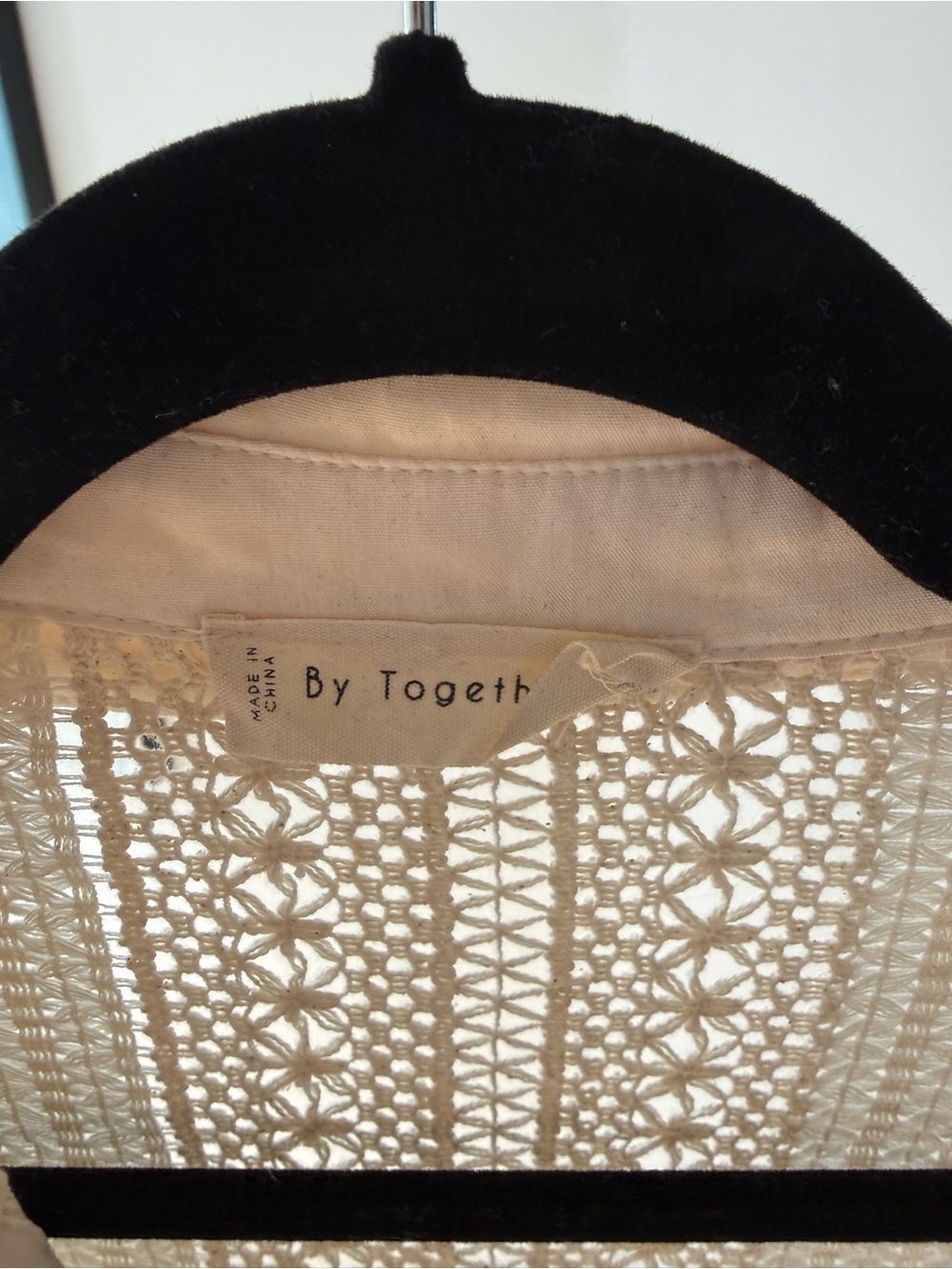 By Together Cream Crochet Hat Lined Feminine Knit Detail